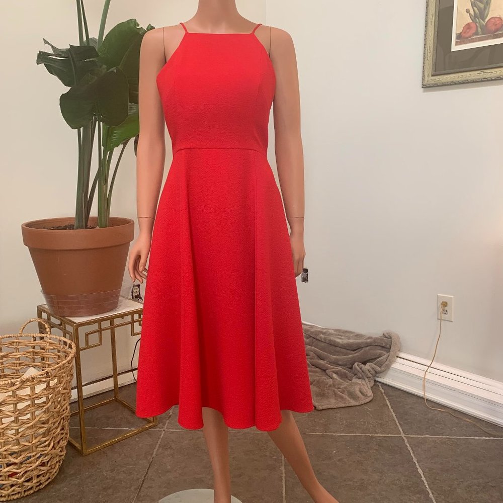 Black Halo Bright Red  Sheath Midi Dress Sz12